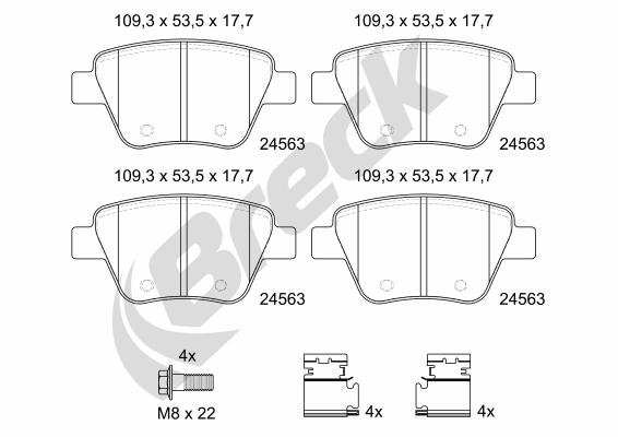 Brake Pad Set, disc brake - 24563 00 704 00 BRECK